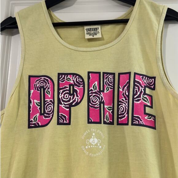 Delta Phi Epsilon Sorority Yellow Sleeveless Top - Picture 3 of 4